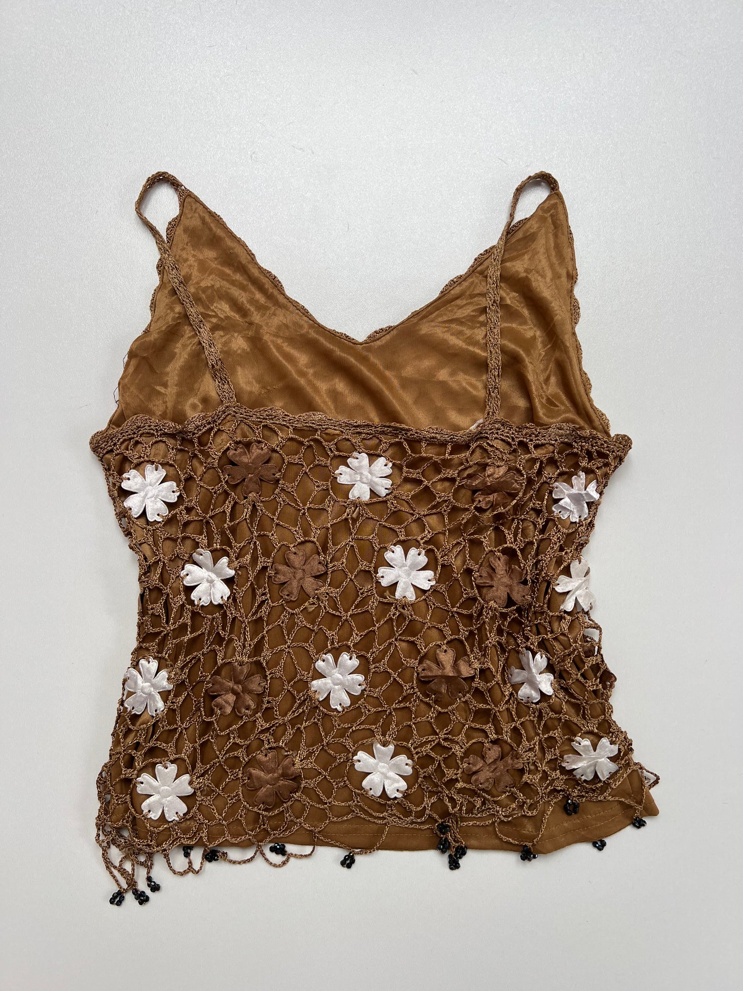 00s brown floral crochet cami- size XS
