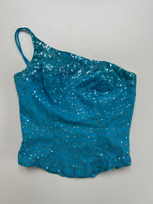 00s blue sequin corset- size XS