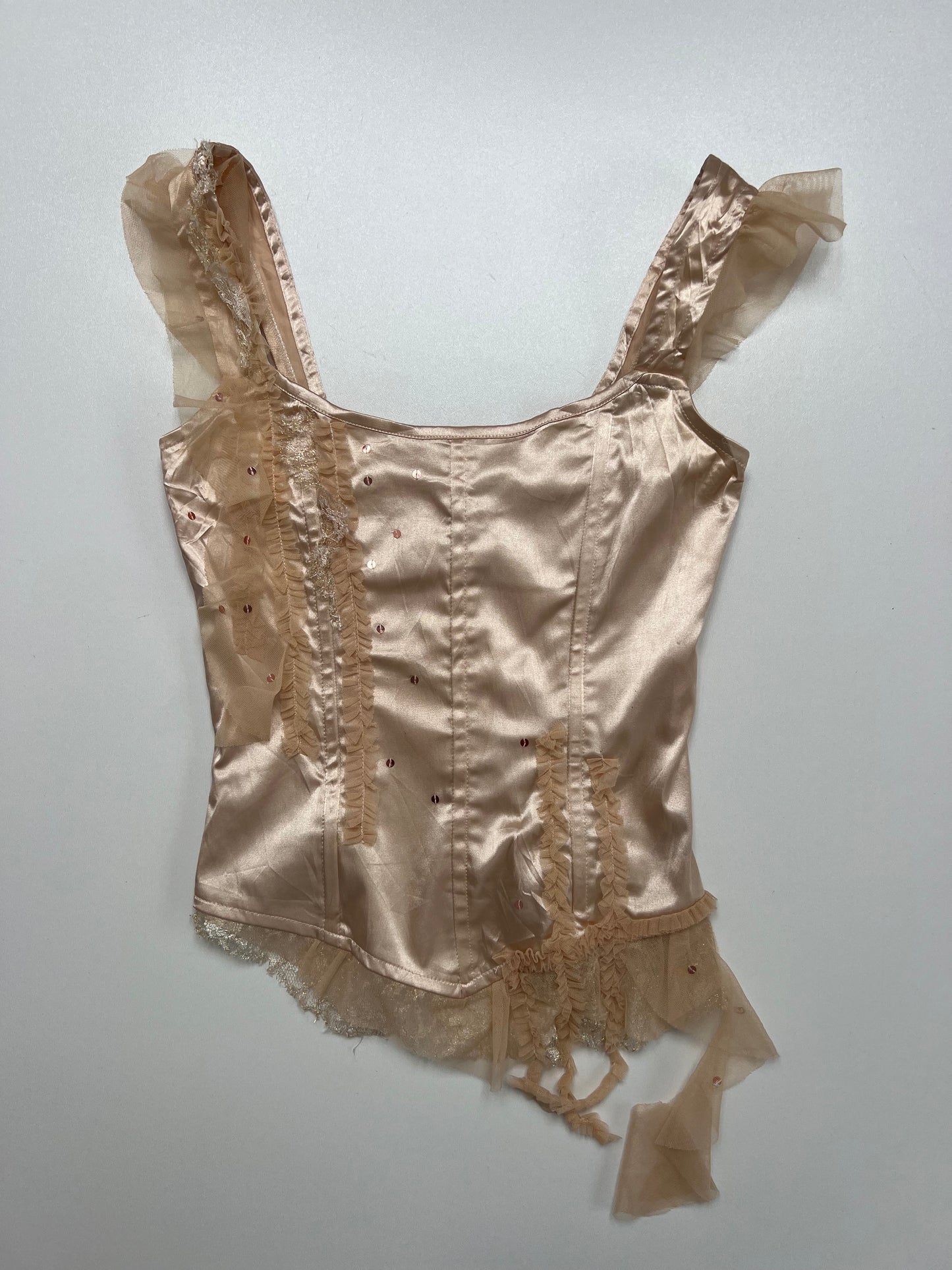 00s pink satin corset- size XS