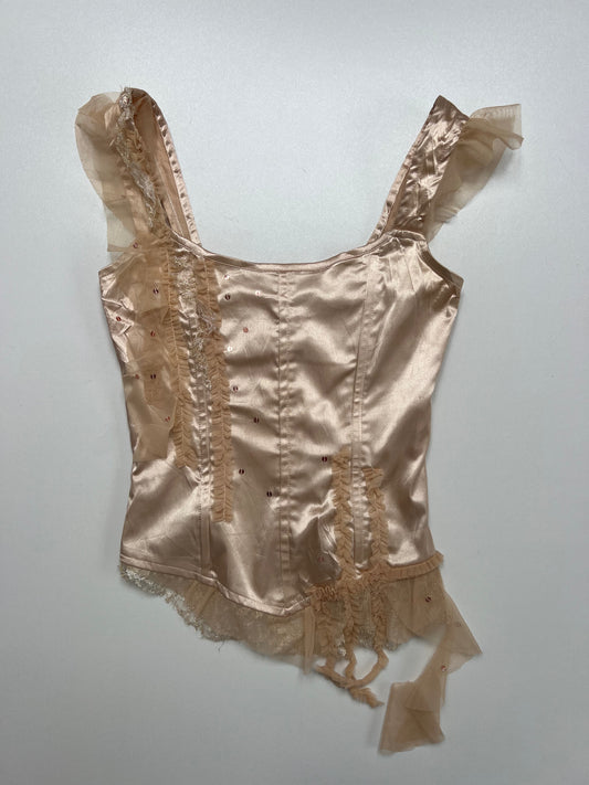 00s pink satin corset- size XS