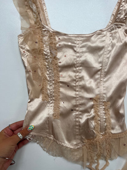 00s pink satin corset- size XS