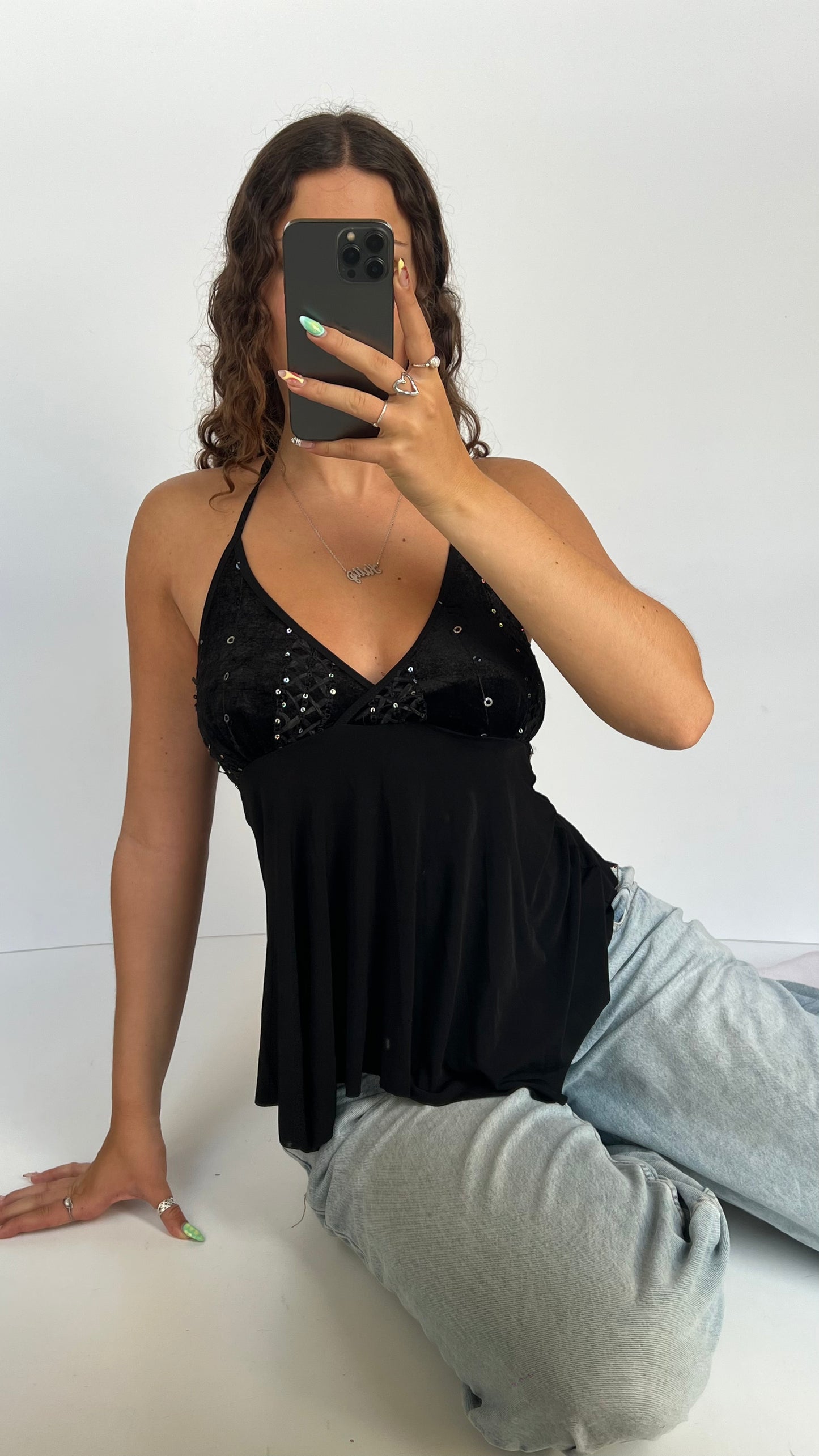 00s black babydoll cami- size M