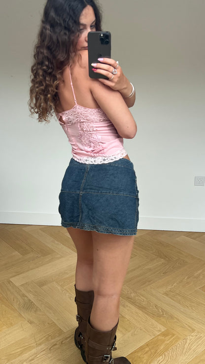 00s low rise denim mini skirt- size M