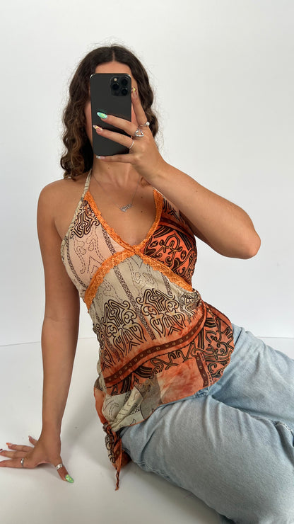 00s orange mesh cami- size M