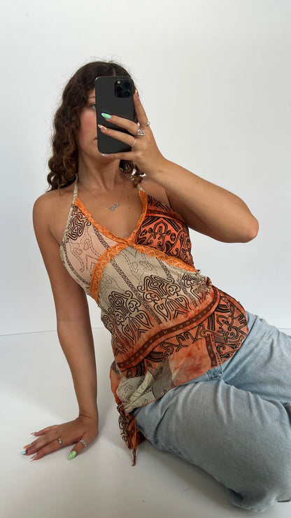 00s orange mesh cami- size M