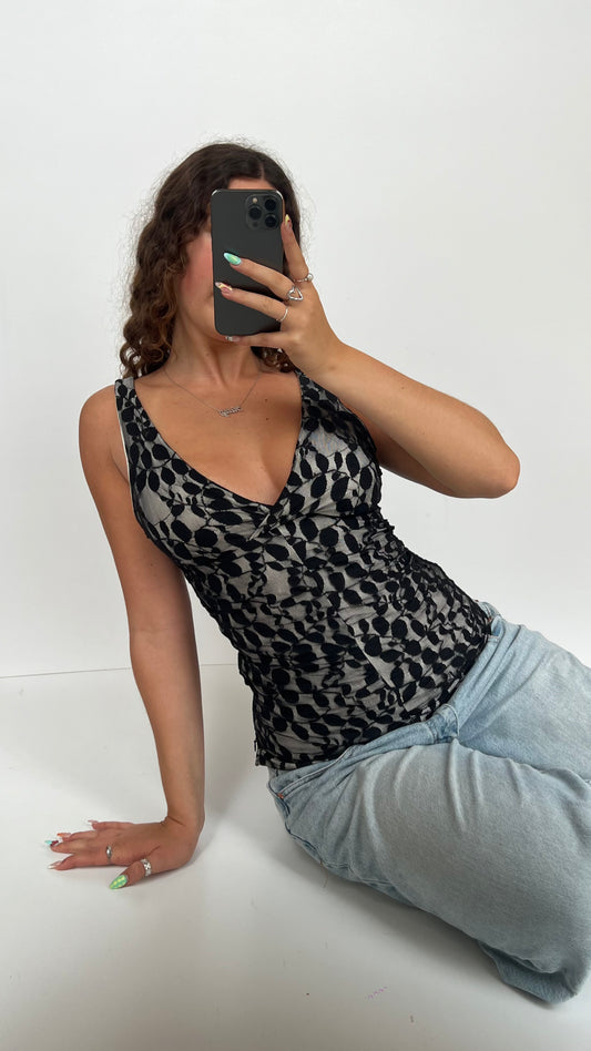 00s black lace cami- size S