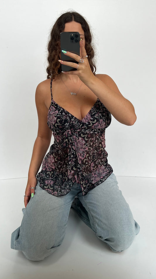 00s black purple mesh cami- size M
