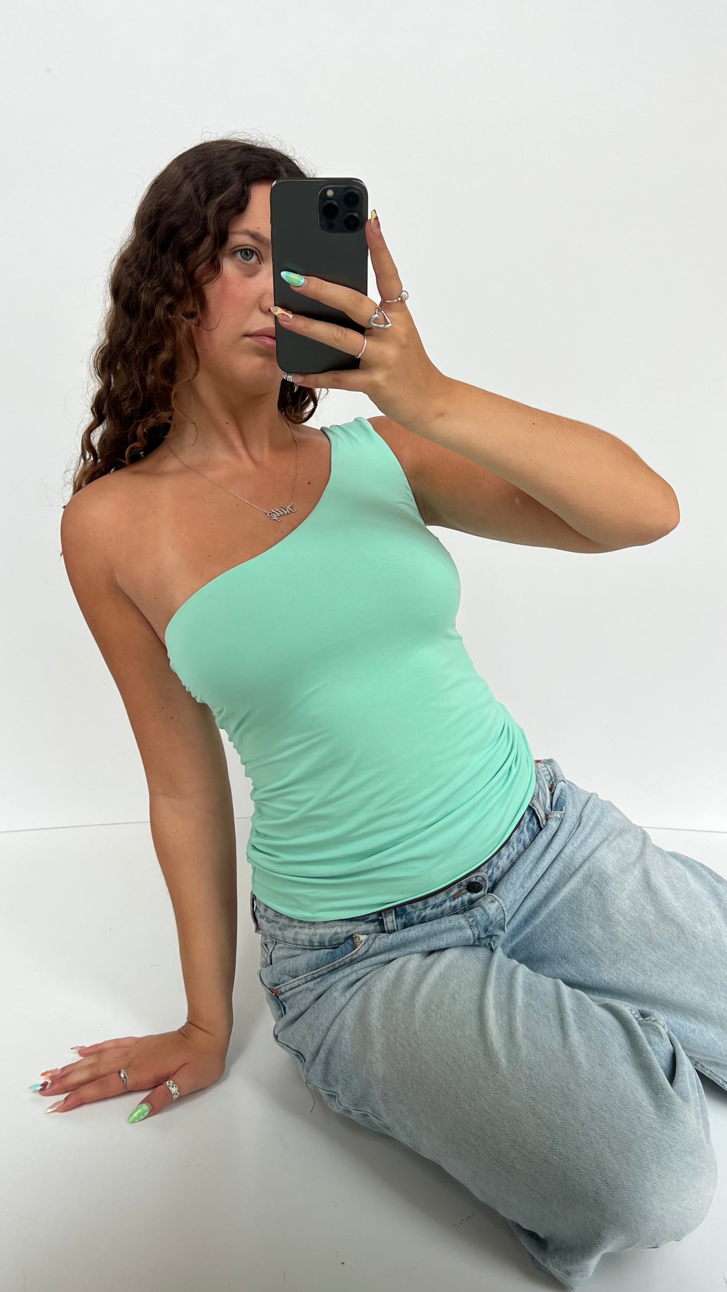 00s brown teal reversible top- size M