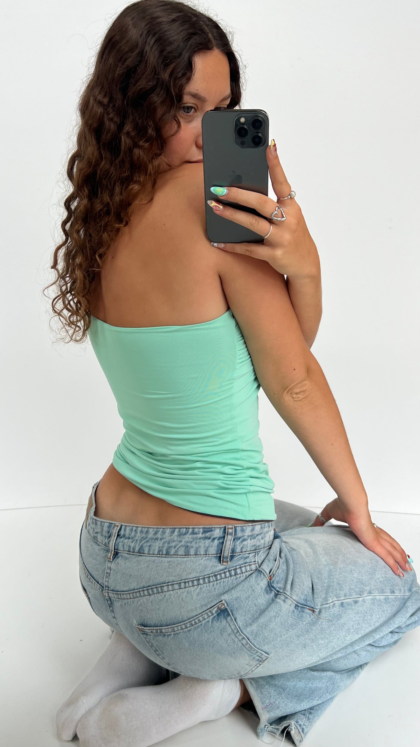 00s brown teal reversible top- size M