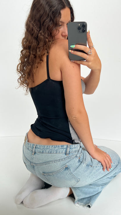 00s black white corset cami- size S/M