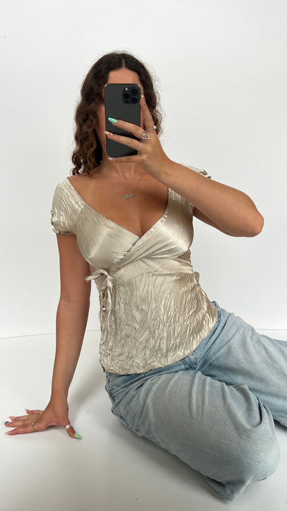 00s gold satin top- size S