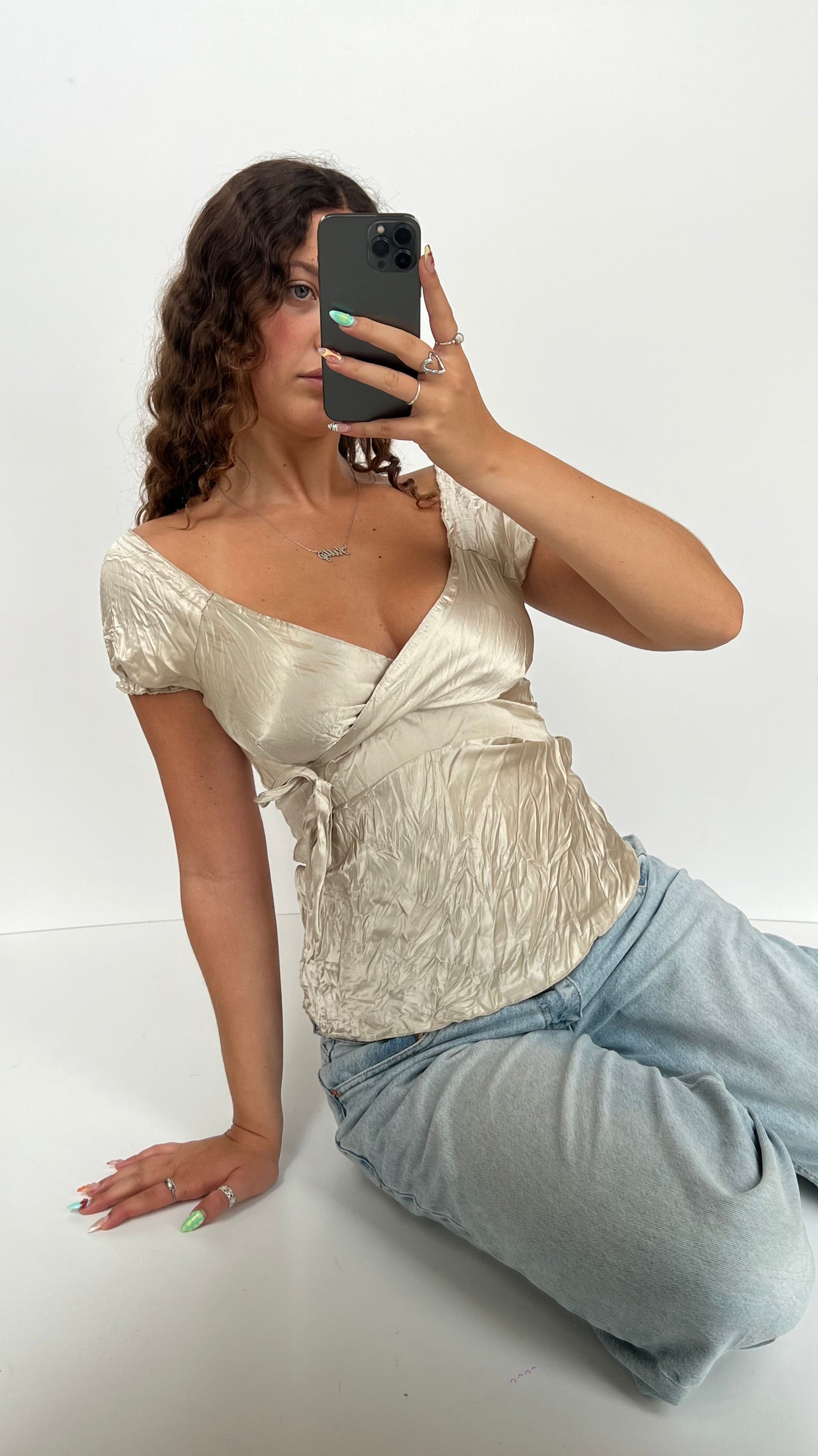 00s gold satin top- size S