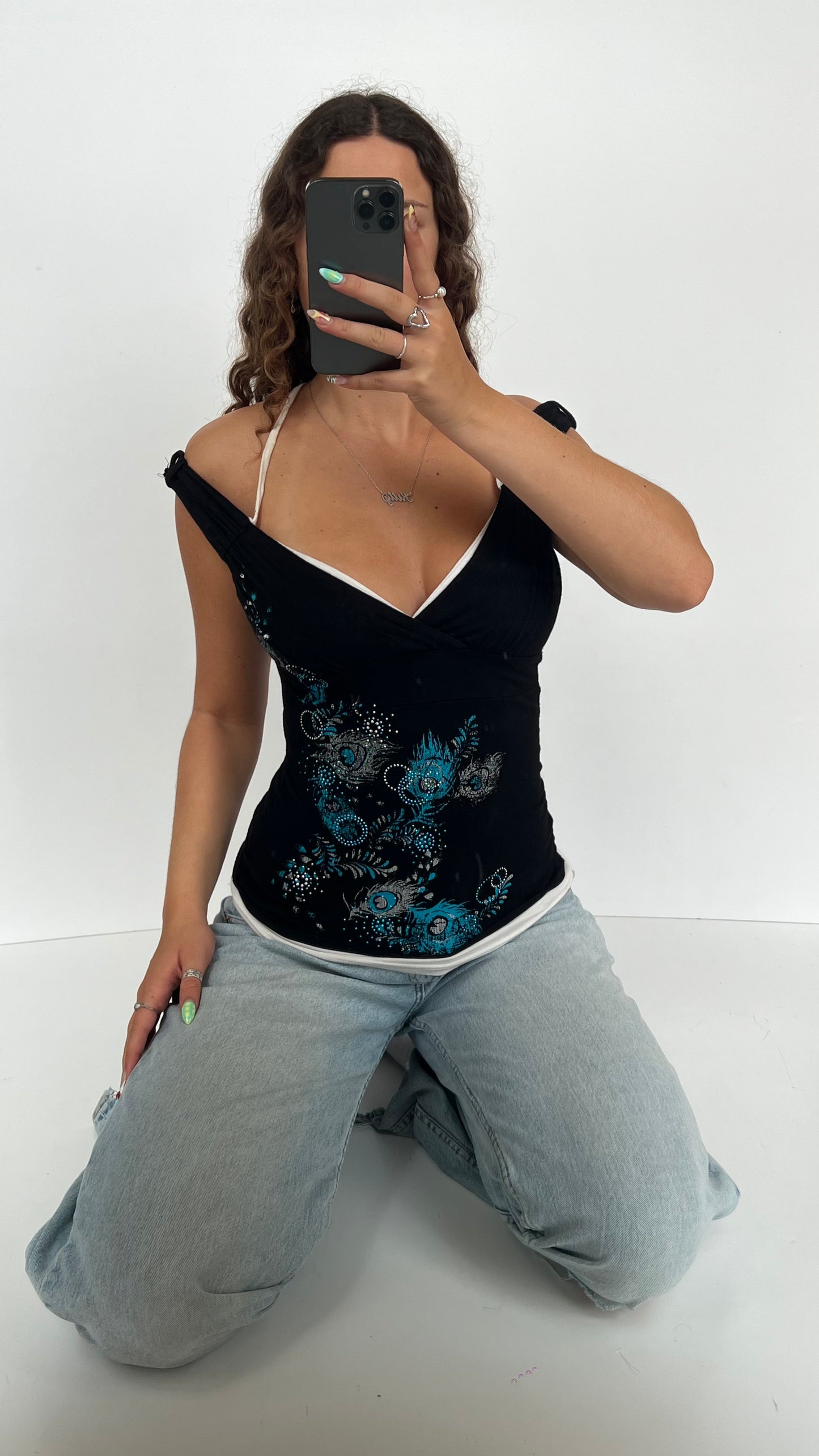 00s black babydoll top- size XS