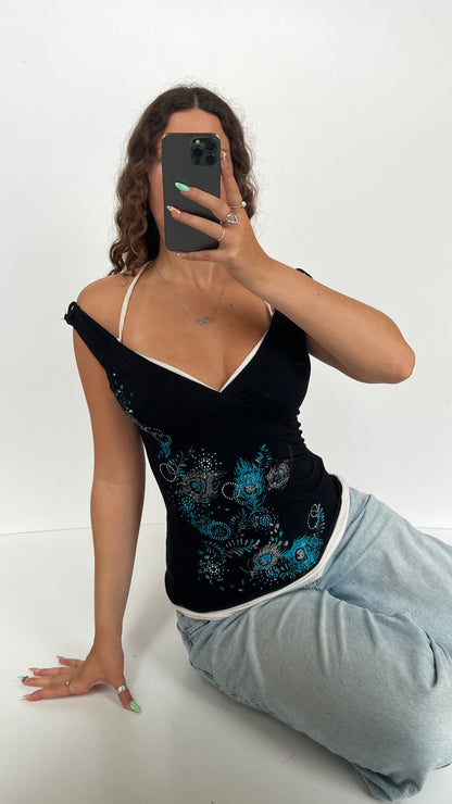 00s black babydoll top- size XS