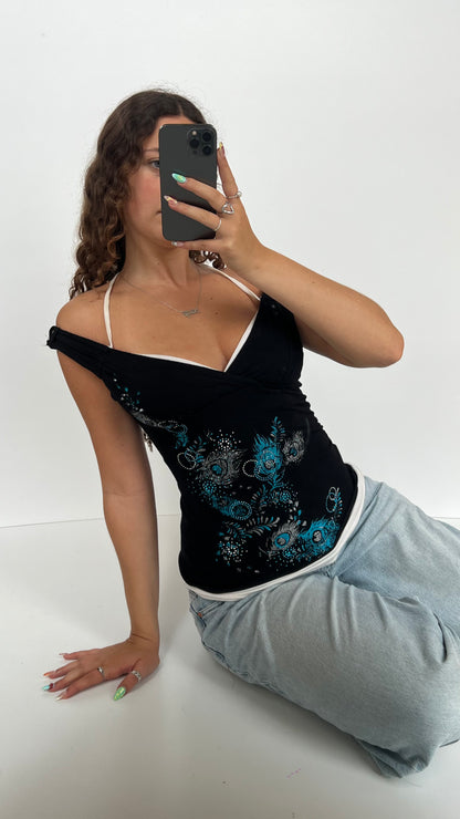 00s black babydoll top- size XS