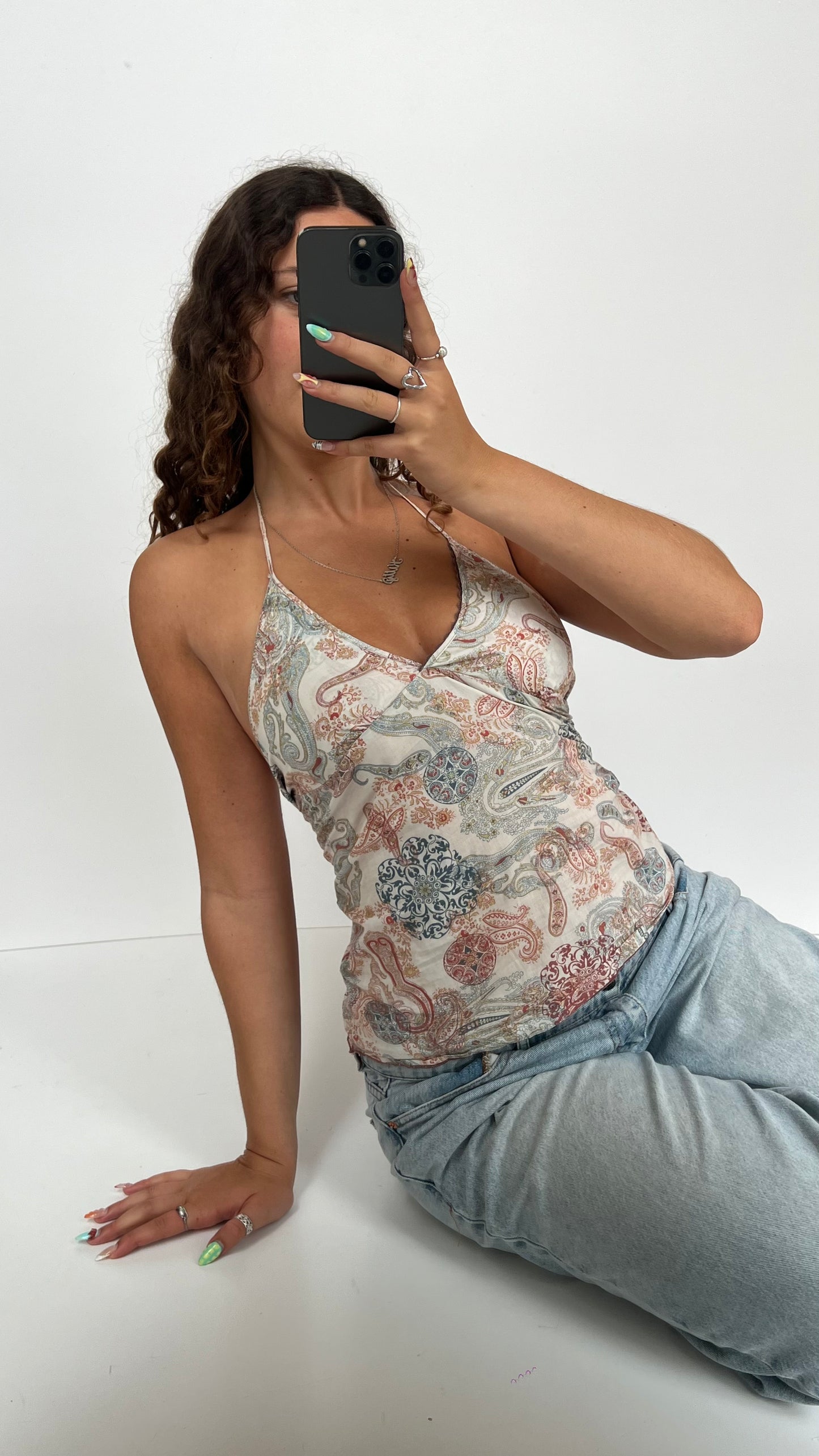 00s paisley halter cami- size S