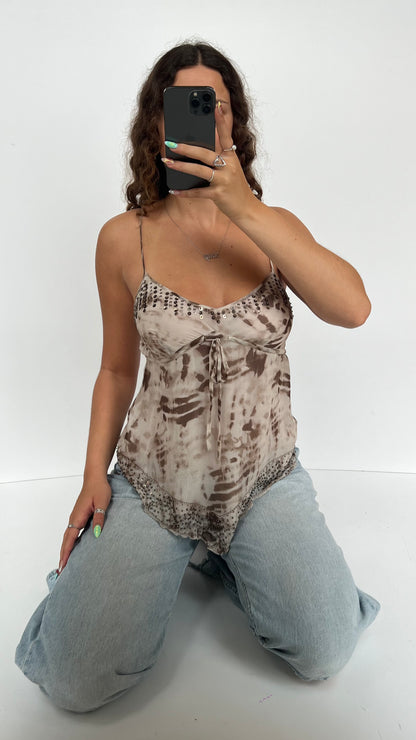 00s brown silk sequin cami- size M