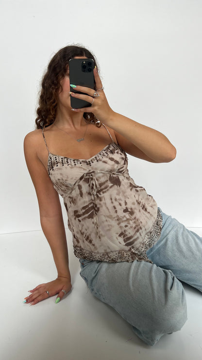 00s brown silk sequin cami- size M