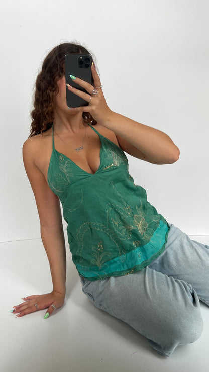 00s green sequin cami- size S