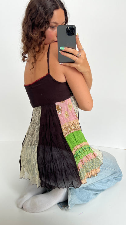 00s pink brown babydoll cami- size M/L