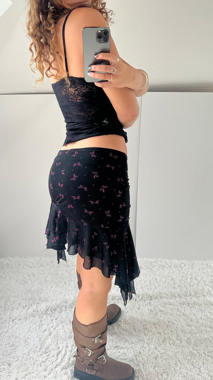 00s black bow mini skirt- size S