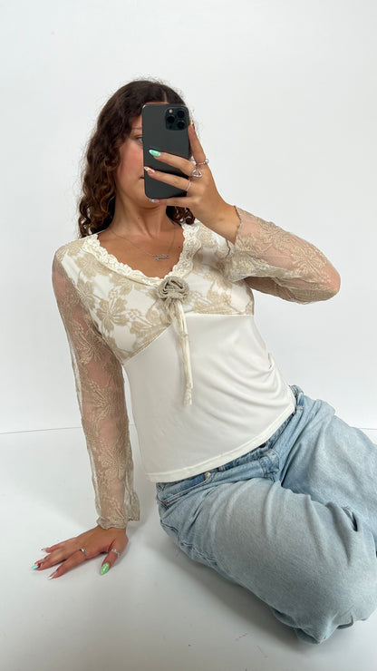 00s white lace top- size XL