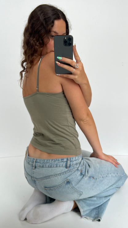 00s khaki sequin cami- size M