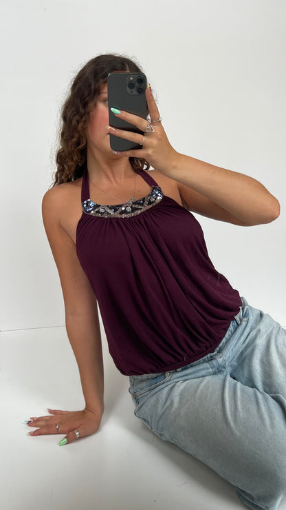 00s burgundy sequin cami- size M