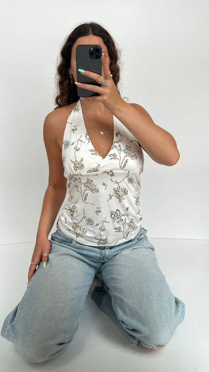 00s white floral cami- size L