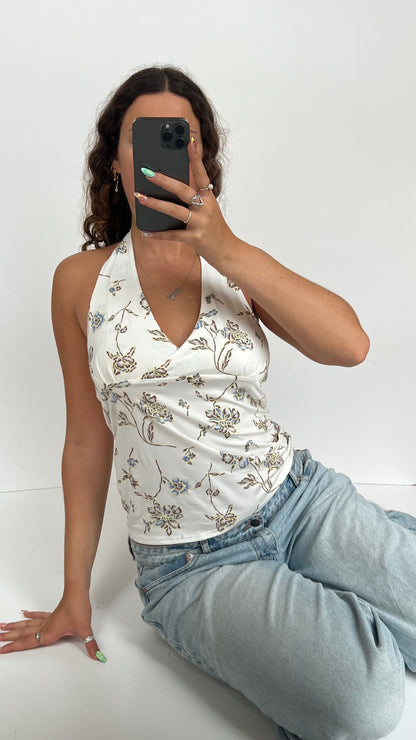 00s white floral cami- size L