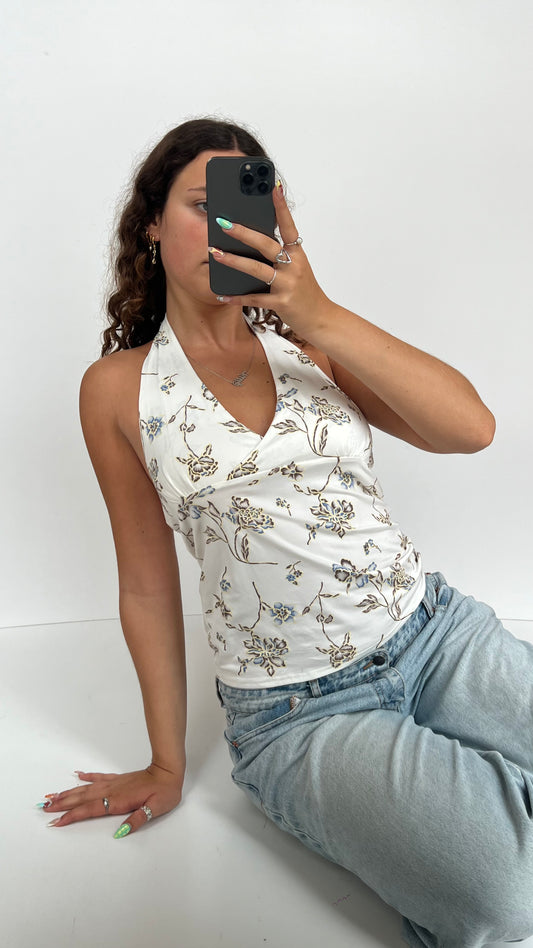 00s white floral cami- size L