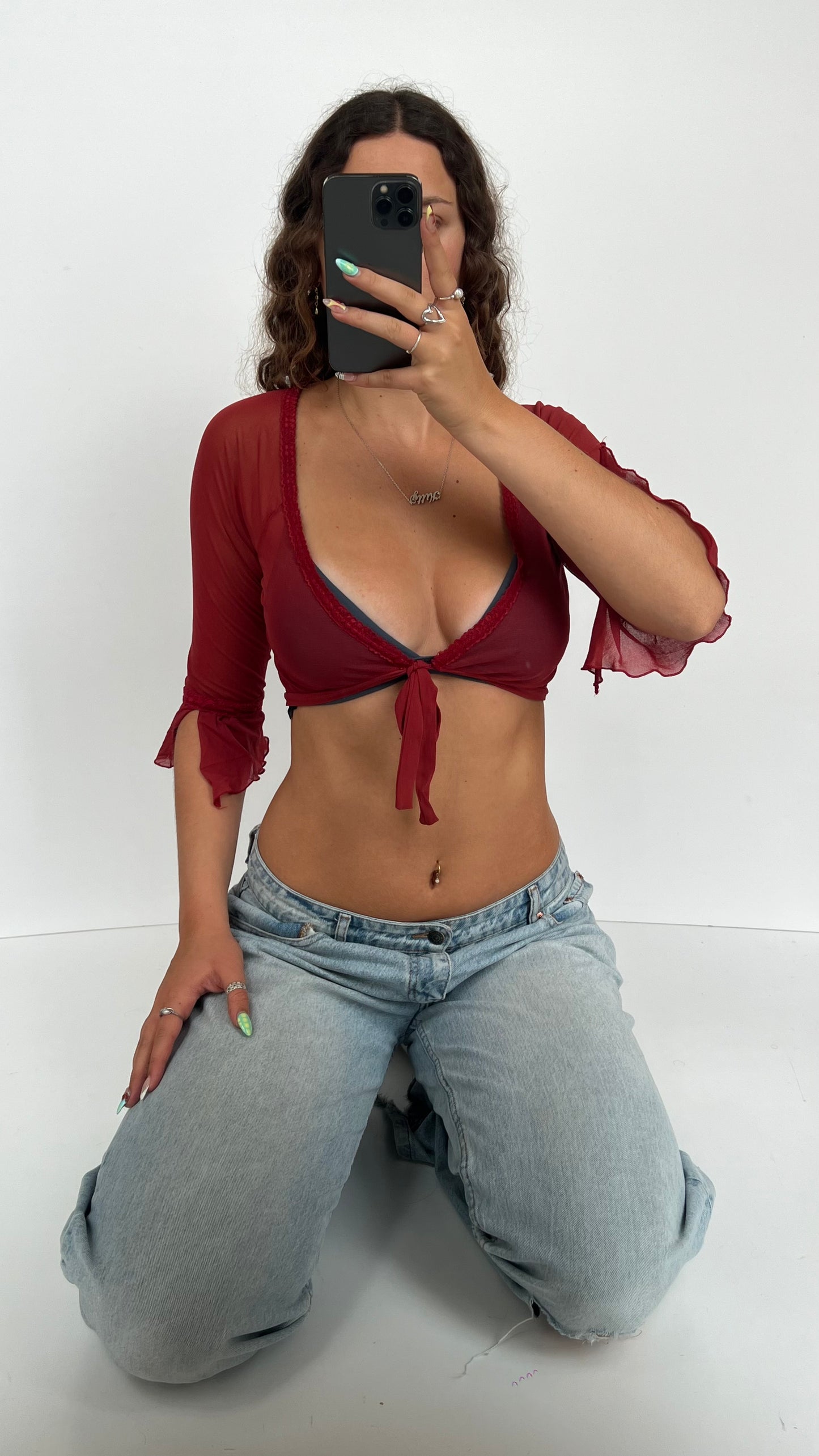 00s red mesh top- size M