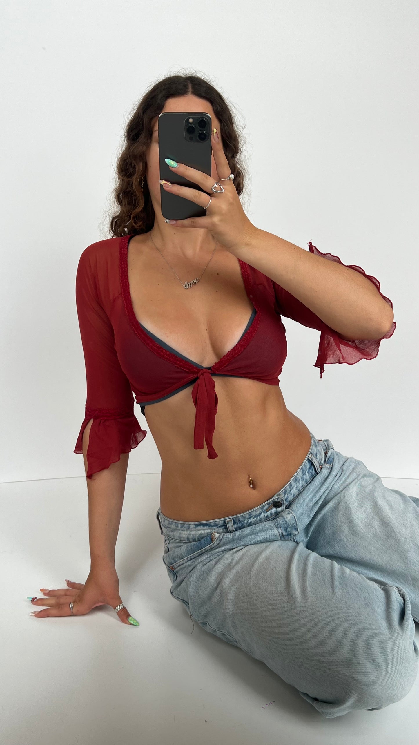 00s red mesh top- size M