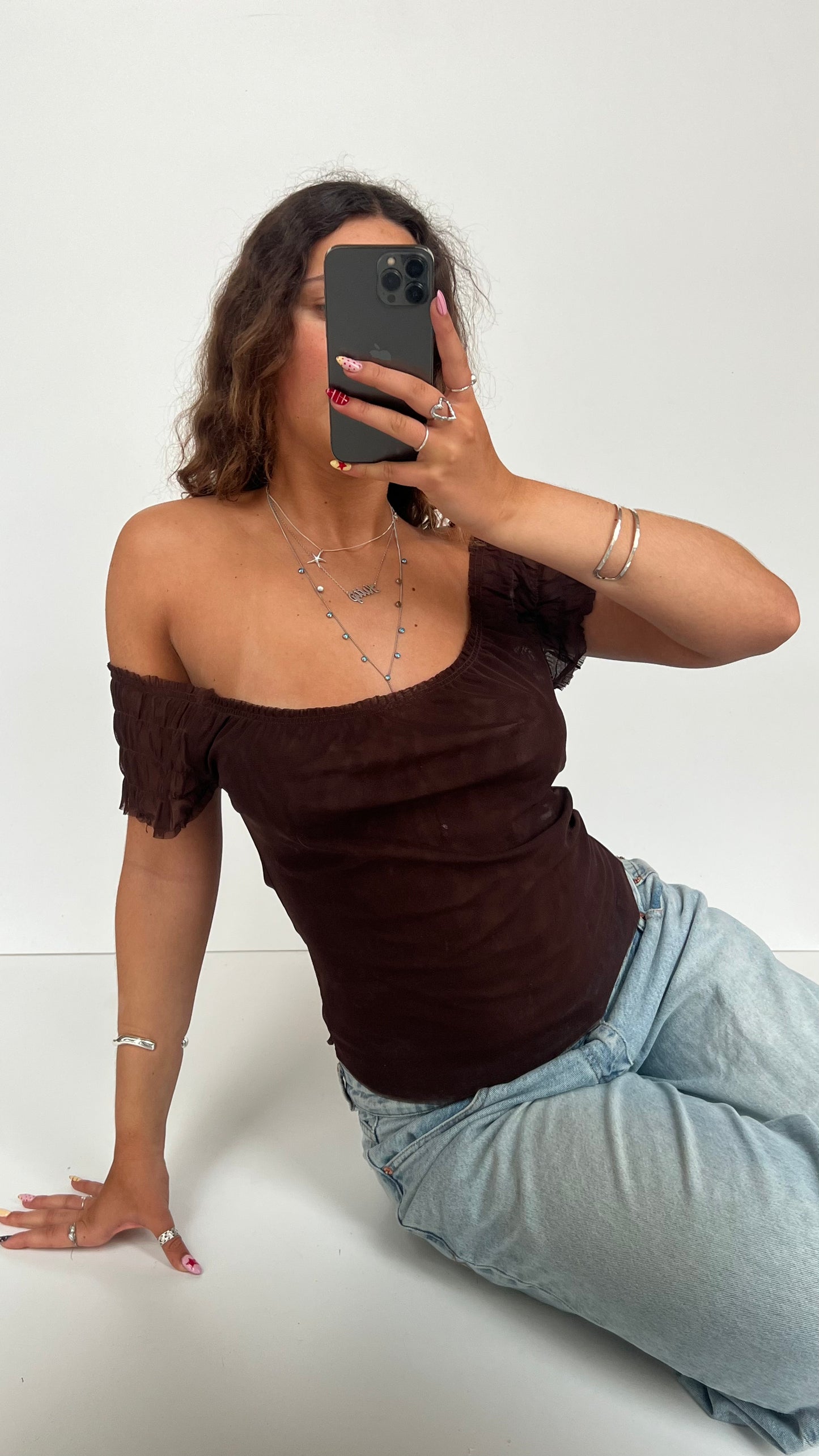 00s brown mesh top- size M