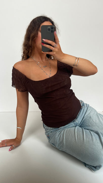 00s brown mesh top- size M