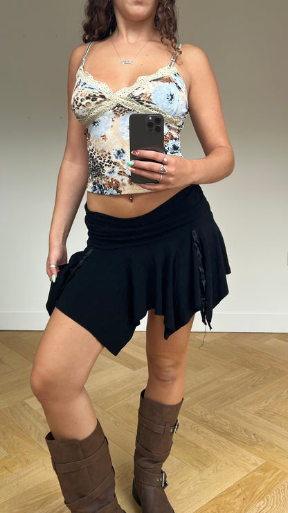 00s black asymmetric skirt- size S
