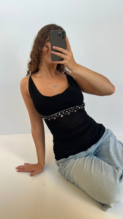 00s black knit beaded cami- size S/M