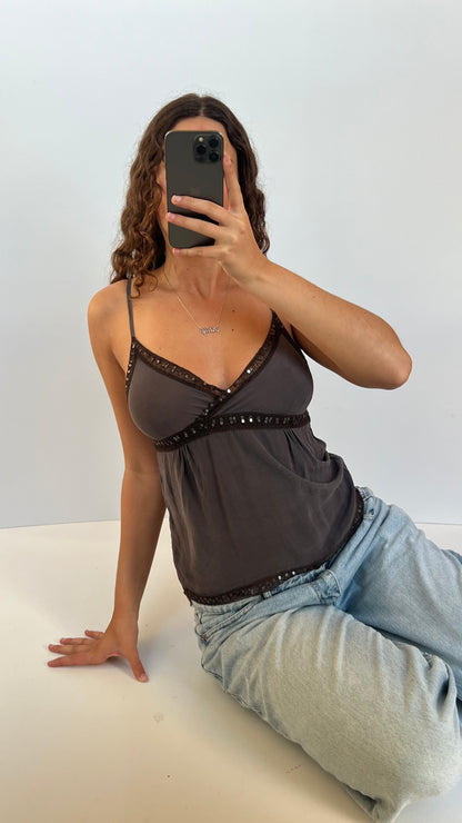 00s grey sequin cami- size S