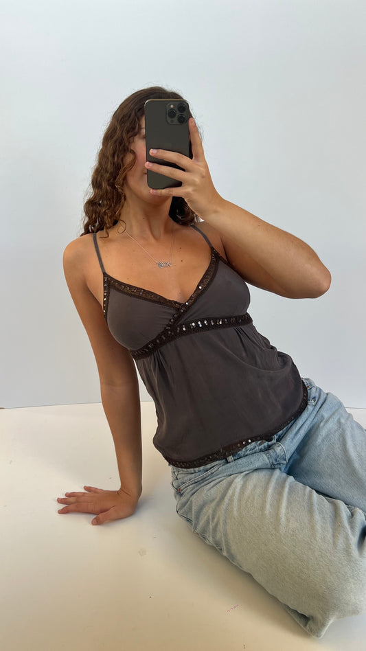 00s grey sequin cami- size S