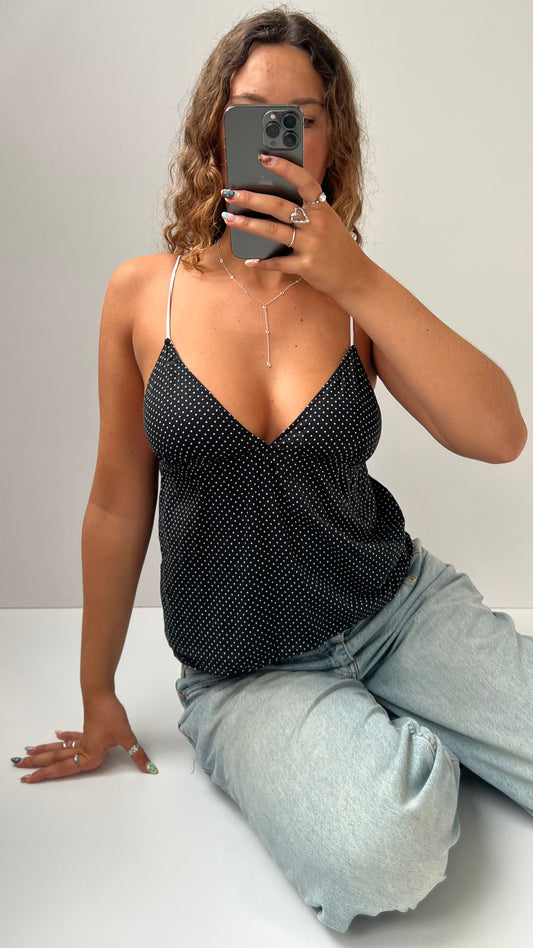 00s Victorias Secret black polka dot cami- size S