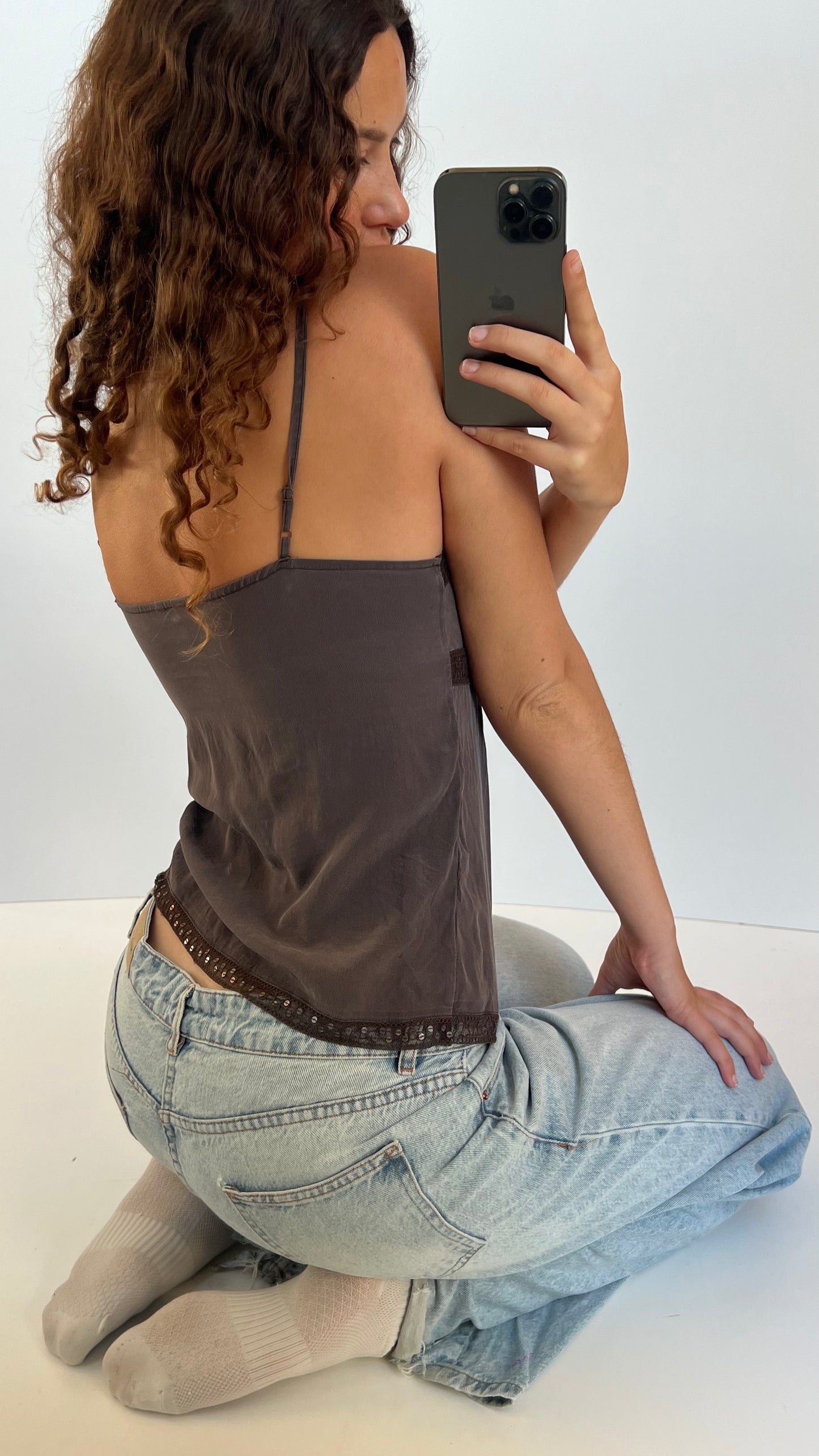 00s grey sequin cami- size S