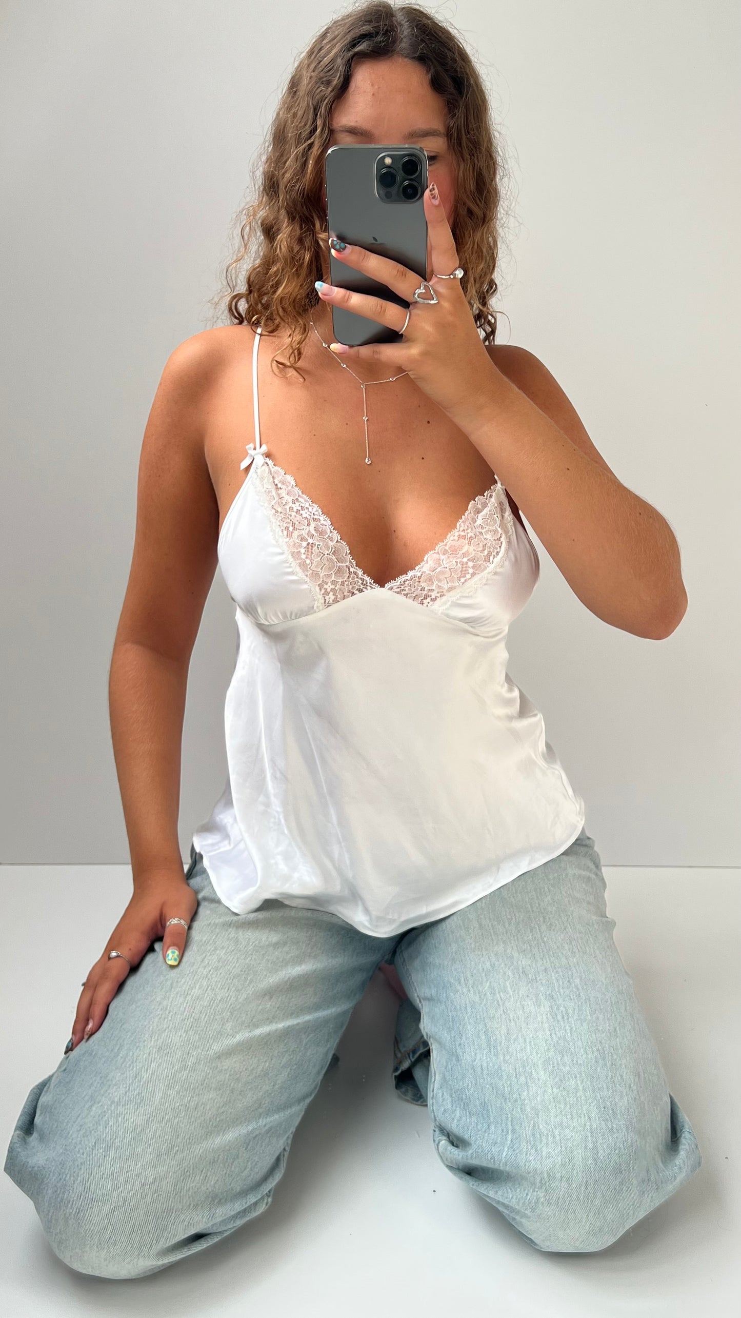 00s Victorias Secret satin lace cami- size S