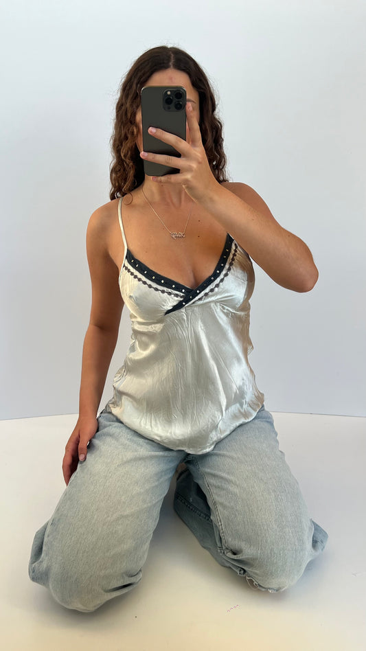 00s blue satin cami- size M