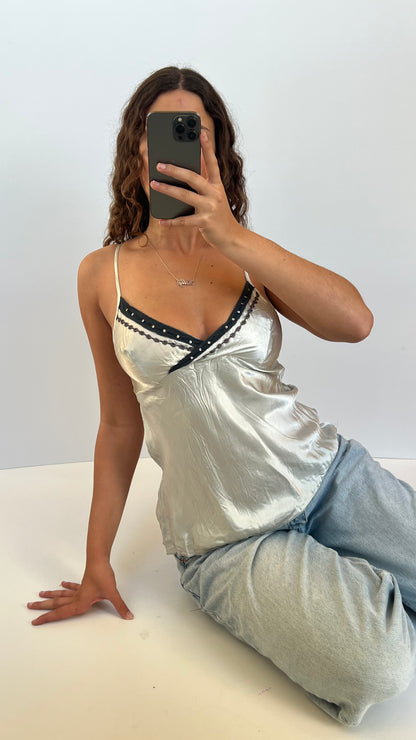 00s blue satin cami- size M