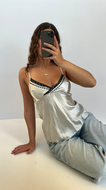 00s blue satin cami- size M