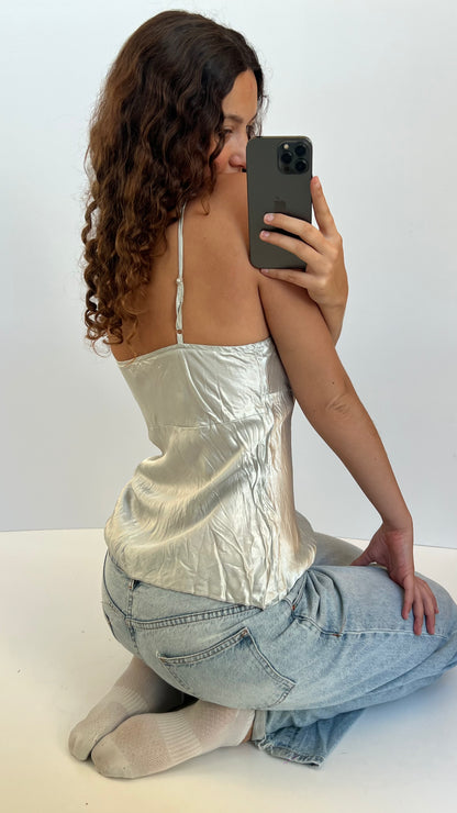 00s blue satin cami- size M