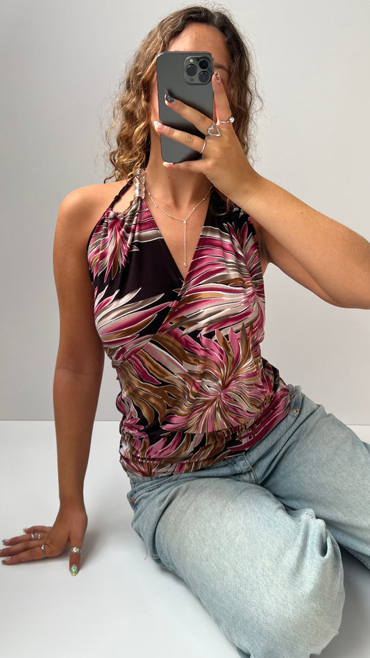 00s brown pink halter cami- size XL