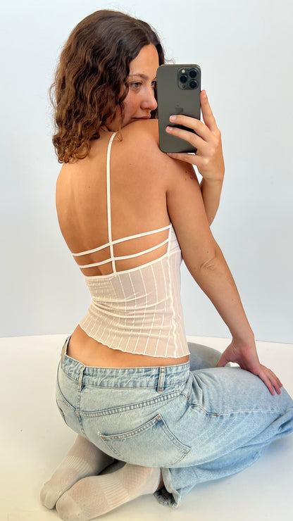 00s white mesh backless cami- size S