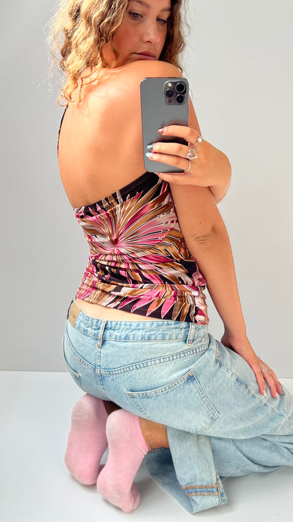 00s brown pink halter cami- size XL