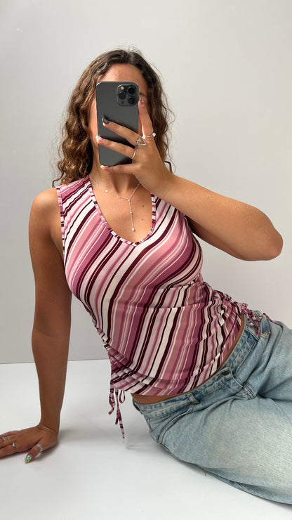 00s pink striped top- size S